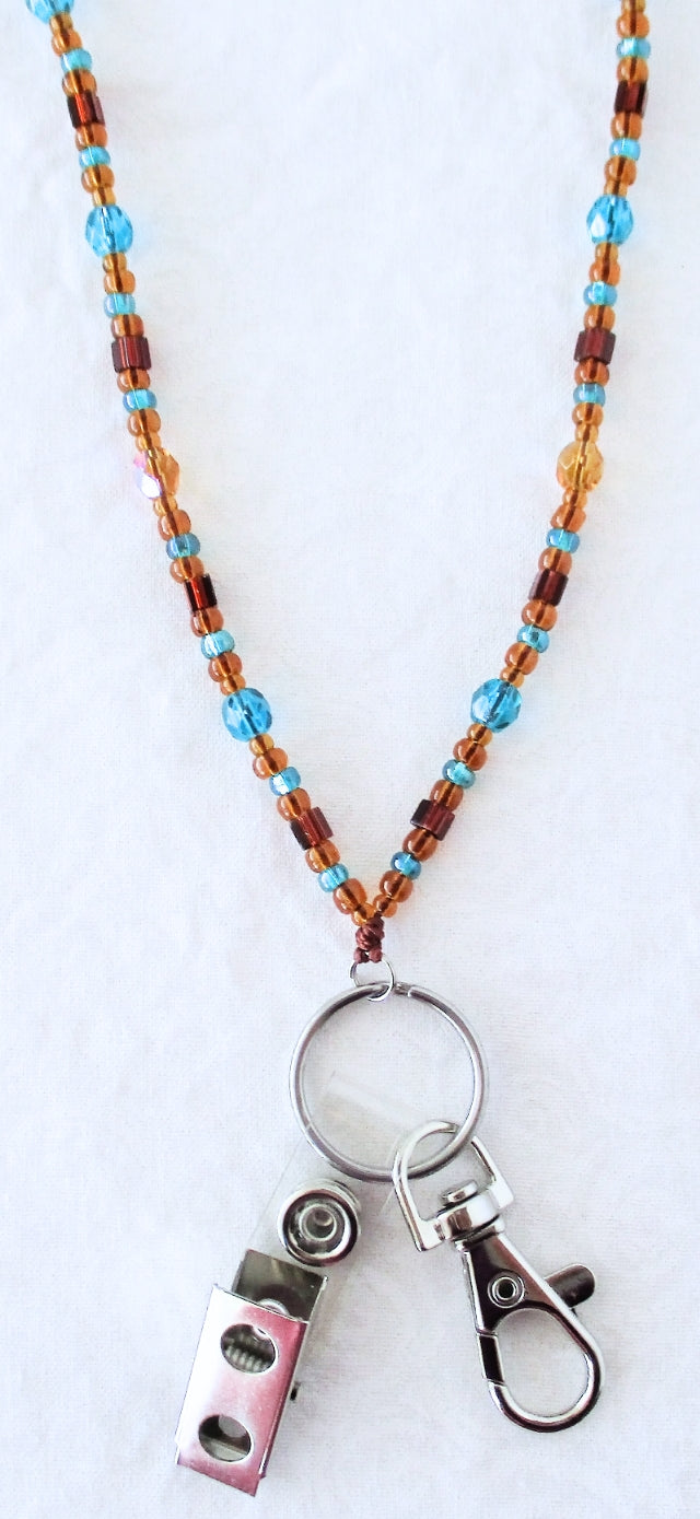 Brown Green Beaded Lanyard - Juicybeads Jewelry