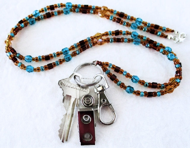 Brown Green Beaded Lanyard - Juicybeads Jewelry
