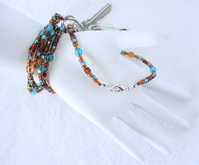 Brown Green Beaded Lanyard - Juicybeads Jewelry