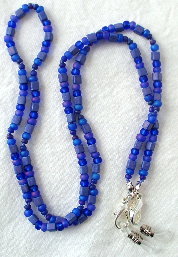 Dark Blue Beaded Eyeglass Chain Juicybeads Jewelry