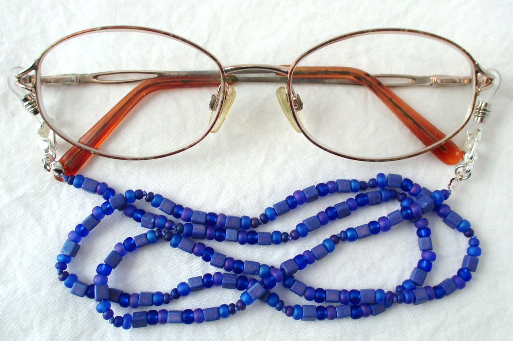Dark Blue Beaded Eyeglass Chain Juicybeads Jewelry