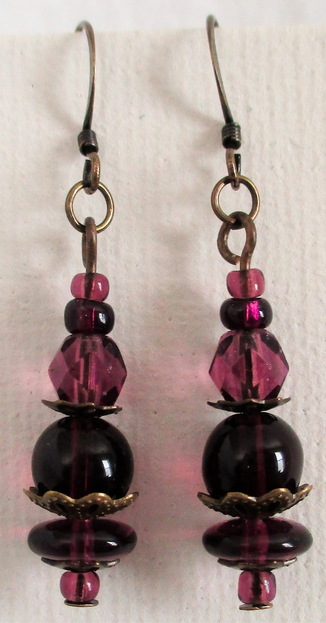 dark purple drop earrings - Juicybeads Jewelry
