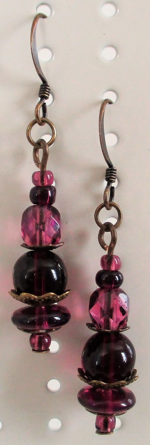 dark purple drop earrings - Juicybeads Jewelry