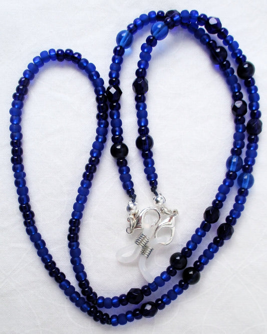 Dark Blue Beaded Eyeglass Chain - Juicybeads Jewelry