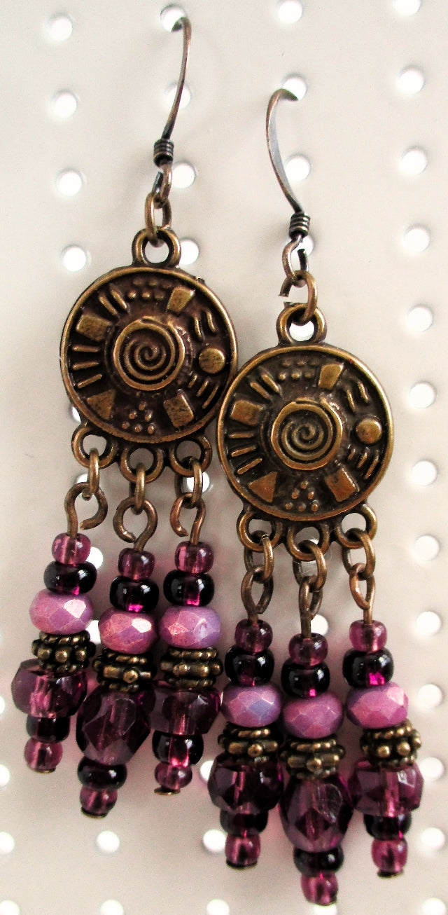 Fall Purple Beaded Earrings - Juicybeads Jewelry