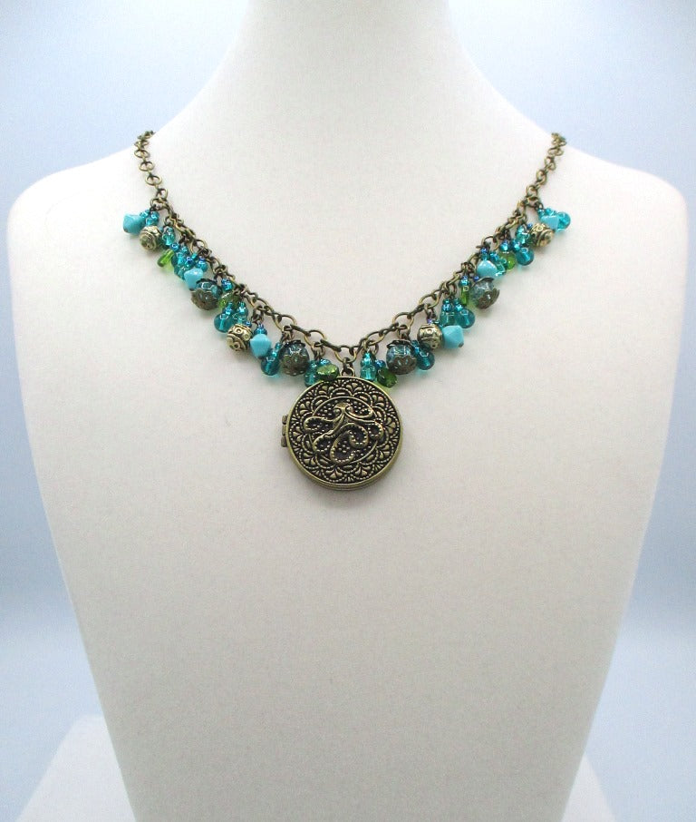 Green Beaded Pendant Necklace - Juicybeads Jewelry