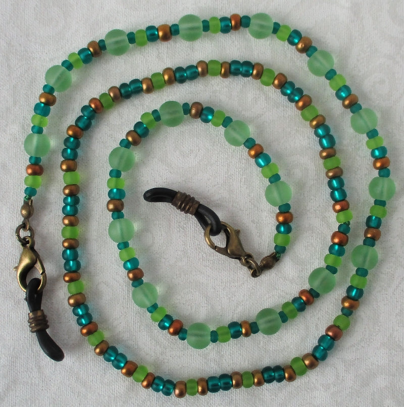 Green Brown Beaded Eyeglass Chain - Juicybeads Jewelry