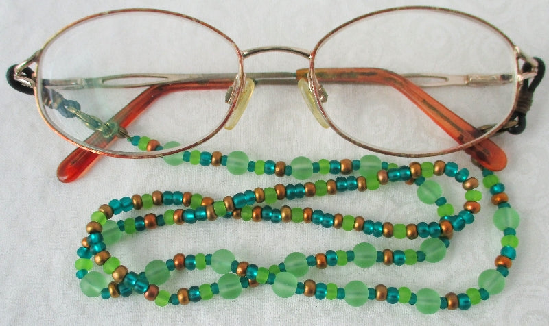 Green Brown Beaded Eyeglass Chain - Juicybeads Jewelry