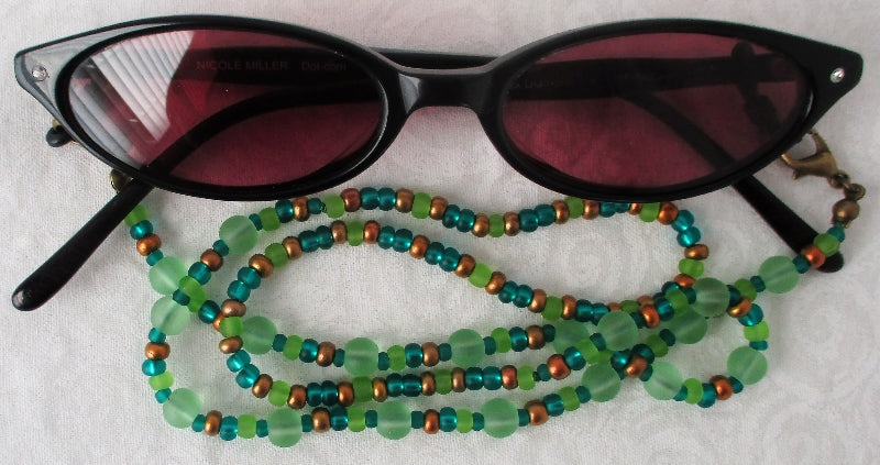 Green Brown Beaded Eyeglass Chain - Juicybeads Jewelry