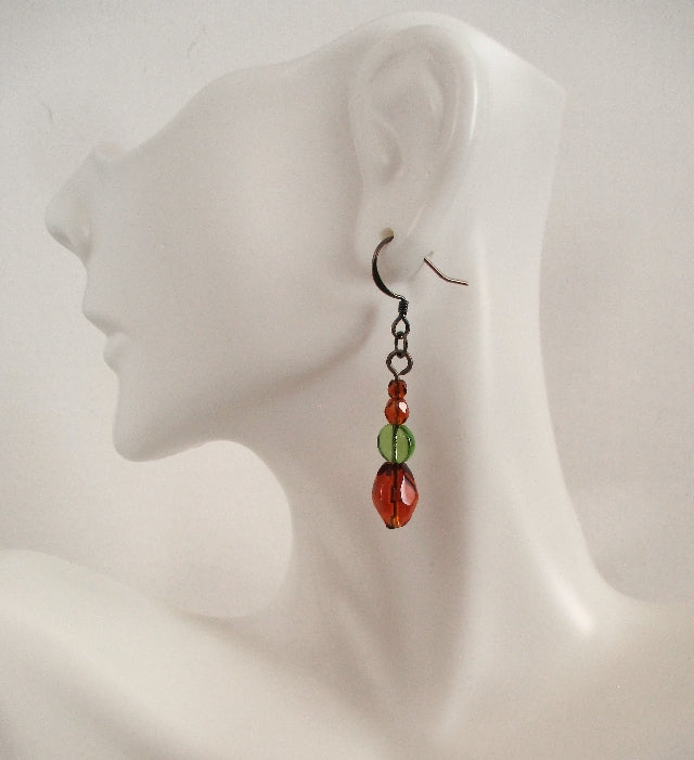 green & brown earrings - juicybeads jewelry