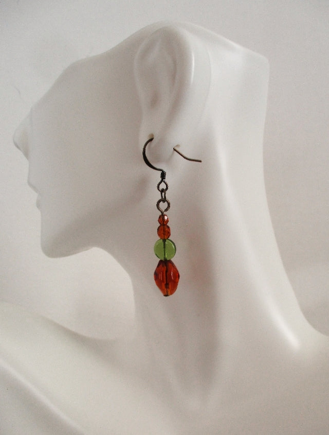 green & brown earrings - juicybeads jewelry