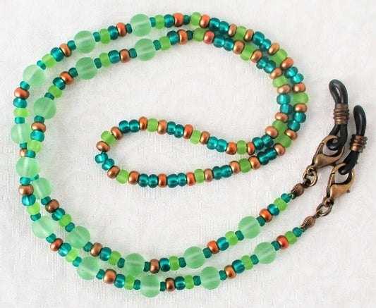 Green Brown Beaded Eyeglass Chain - Juicybeads Jewelry