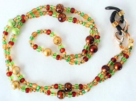 Green Brown Beaded Eyeglass Chain - Juicybeads Jewelry