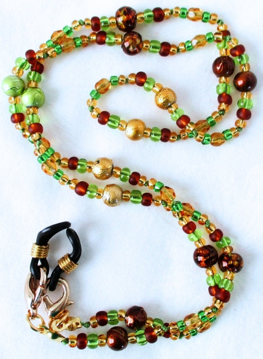 Green Brown Beaded Eyeglass Chain - Juicybeads Jewelry