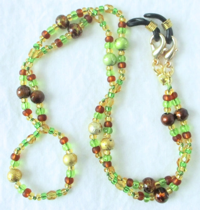 Green Brown Beaded Eyeglass Chain - Juicybeads Jewelry