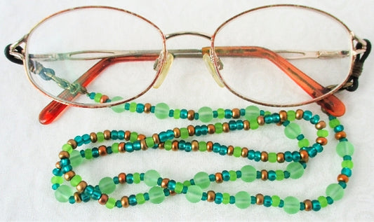Green Brown Beaded Eyeglass Chain - Juicybeads Jewelry