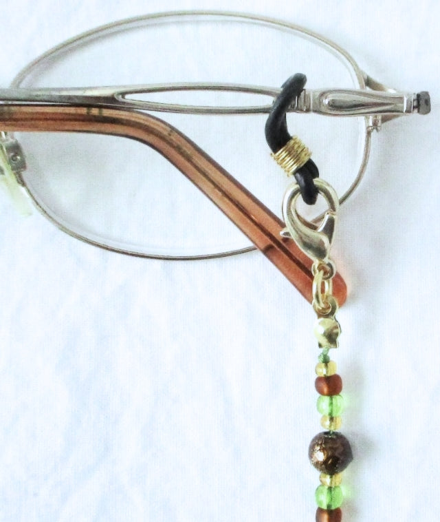 Green Brown Beaded Eyeglass Chain - Juicybeads Jewelry