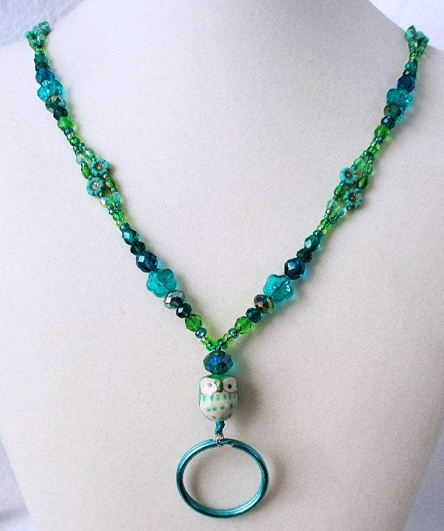green flower beaded lanyard - juicybeads jewelry