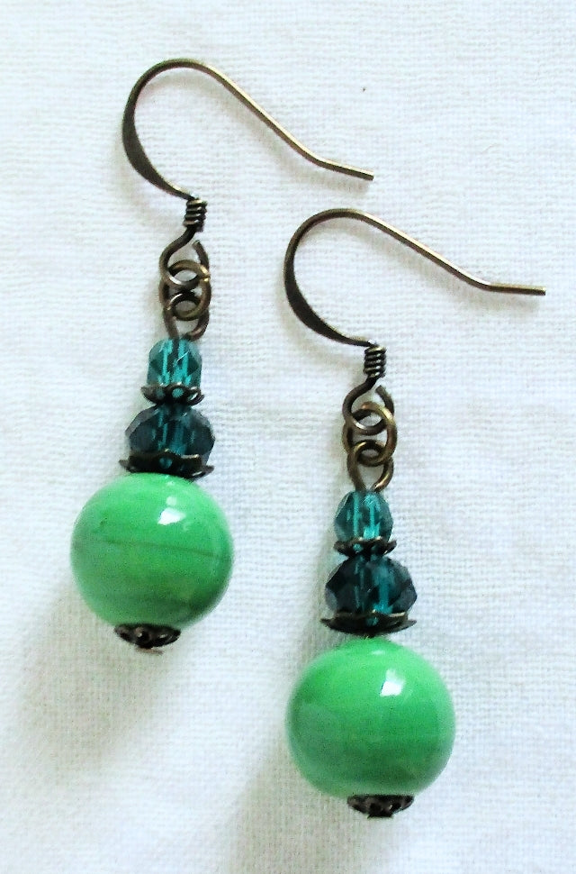 Green Mix Dangle Earrings - Juicybeads Jewelry