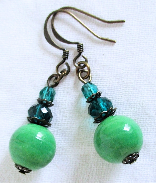 Green Mix Dangle Earrings - Juicybeads Jewelry