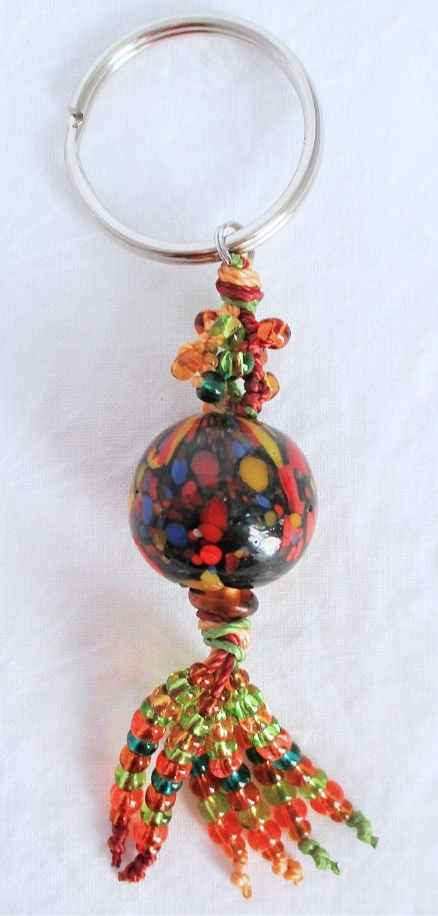 Green & Orange Beaded Keychain - Juicybeads Jewelry