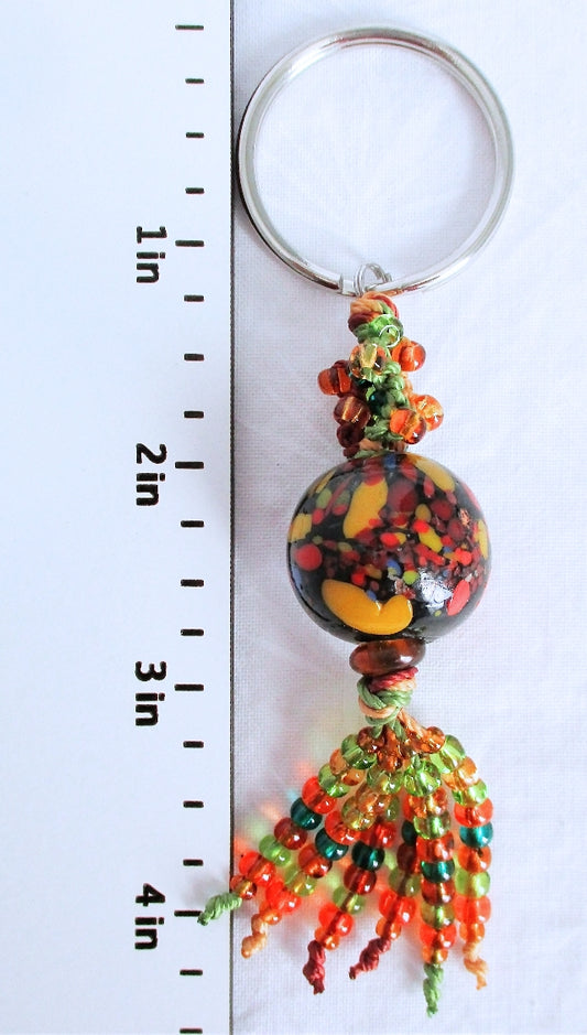 Green & Orange Beaded Keychain - Juicybeads Jewelry