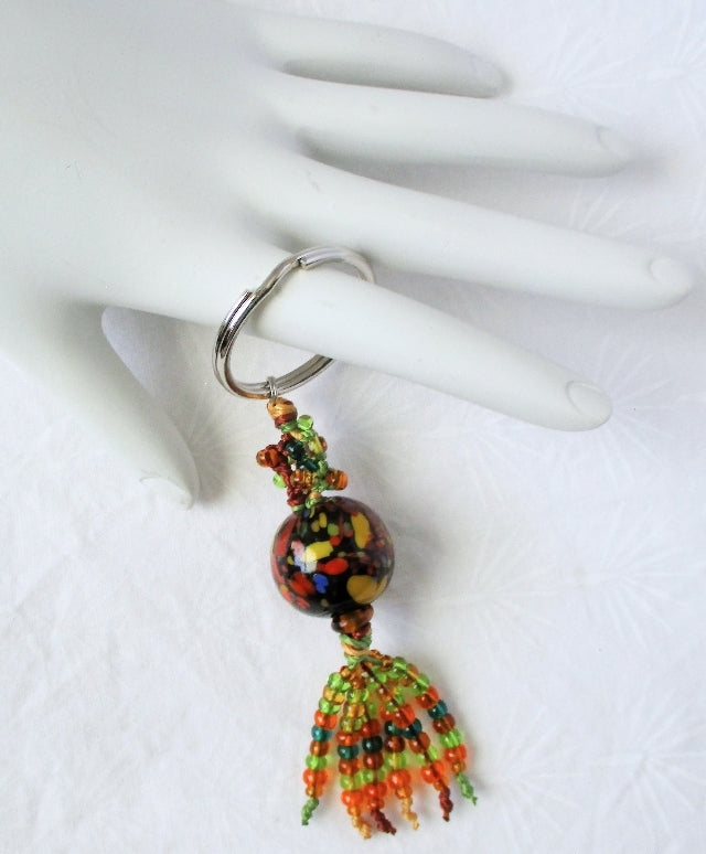 Green & Orange Beaded Keychain - Juicybeads Jewelry