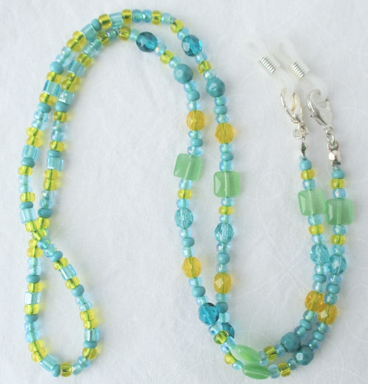Green & Yellow Beaded Eyeglass Chain - Juicybeads Jewelry