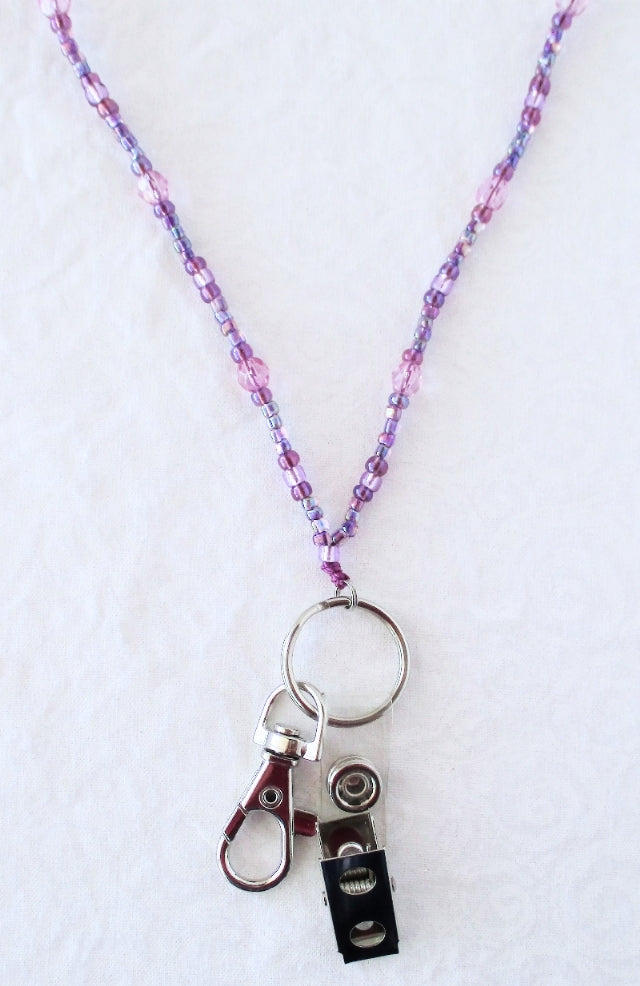 Lavender Purple Beaded Lanyard - Juicybeads Jewelry