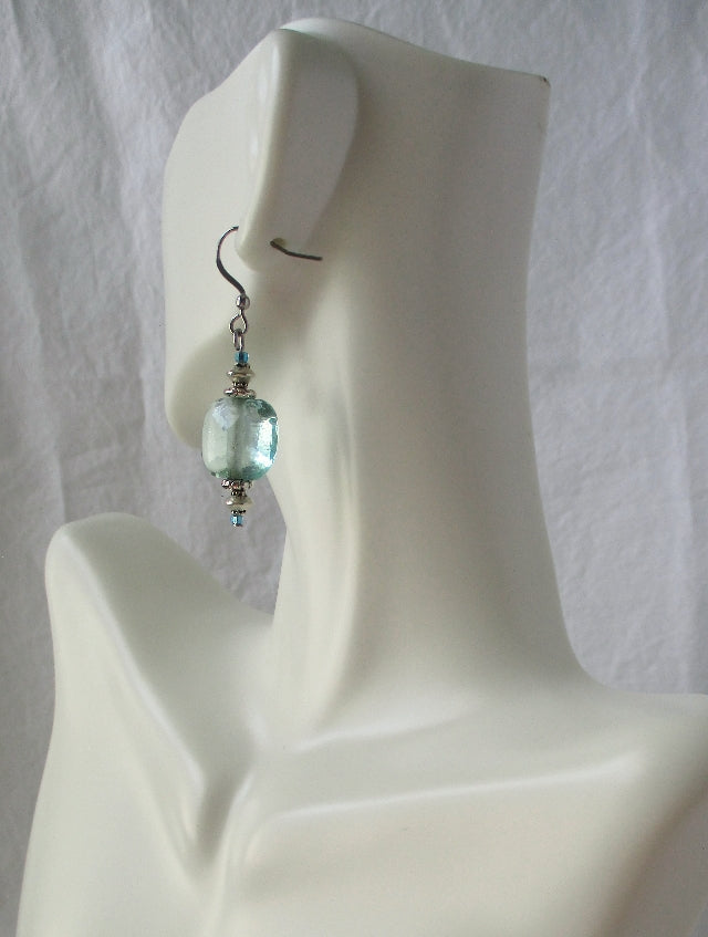 light green square earrings Juicybeads Jewelry