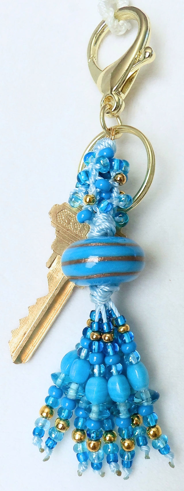 Light Blue Beaded Keychain - Juicybeads Jewelry