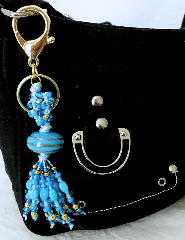 Light Blue Beaded Keychain - Juicybeads Jewelry