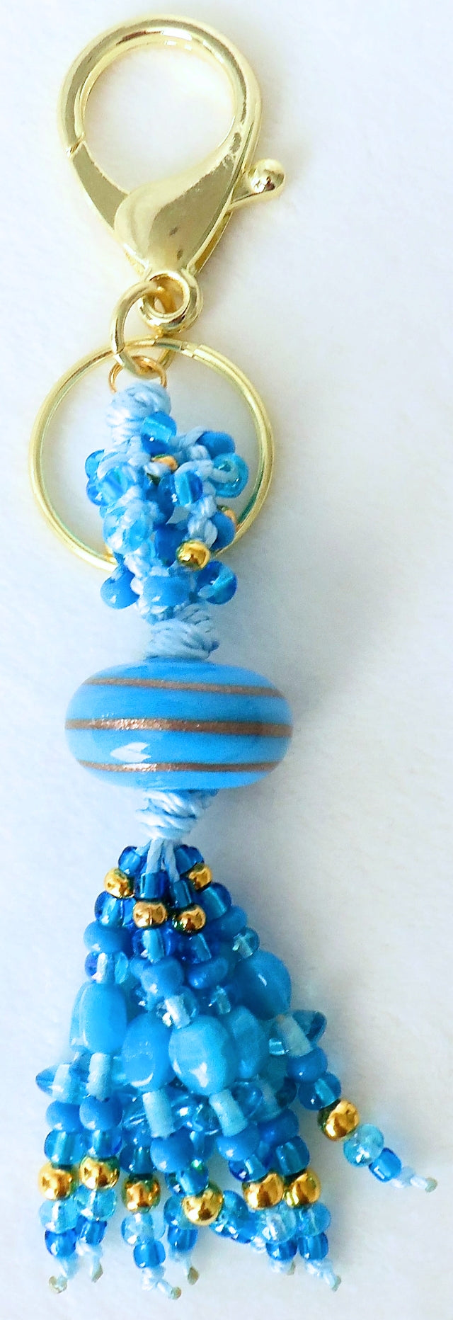 Light Blue Beaded Keychain - Juicybeads Jewelry