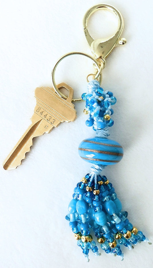 Light Blue Beaded Keychain - Juicybeads Jewelry