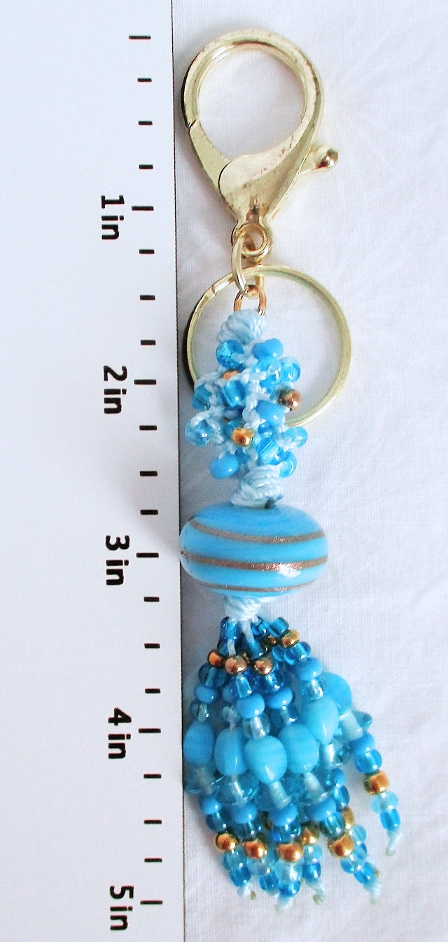 Light Blue Beaded Keychain - Juicybeads Jewelry