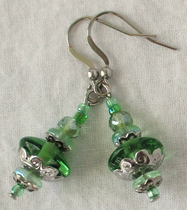 light green drop earrings - Juicybeads Jewelry