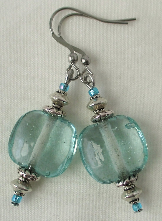 light green square earrings - juicybeads jewelry