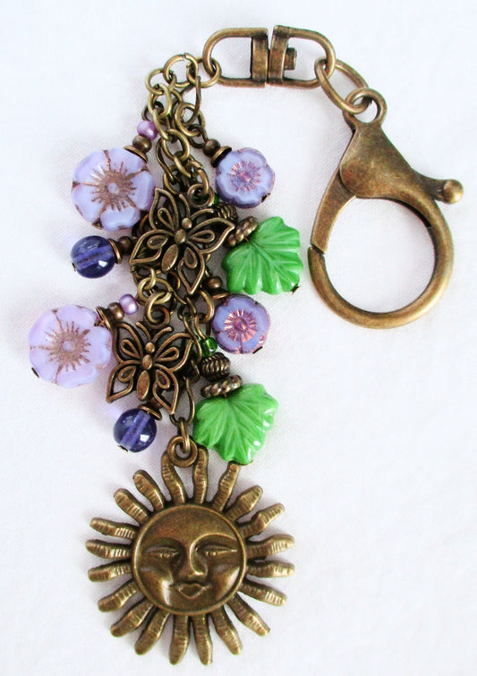 Light Purple Flower Beaded Purse Charm - Juicybeads Jewelry
