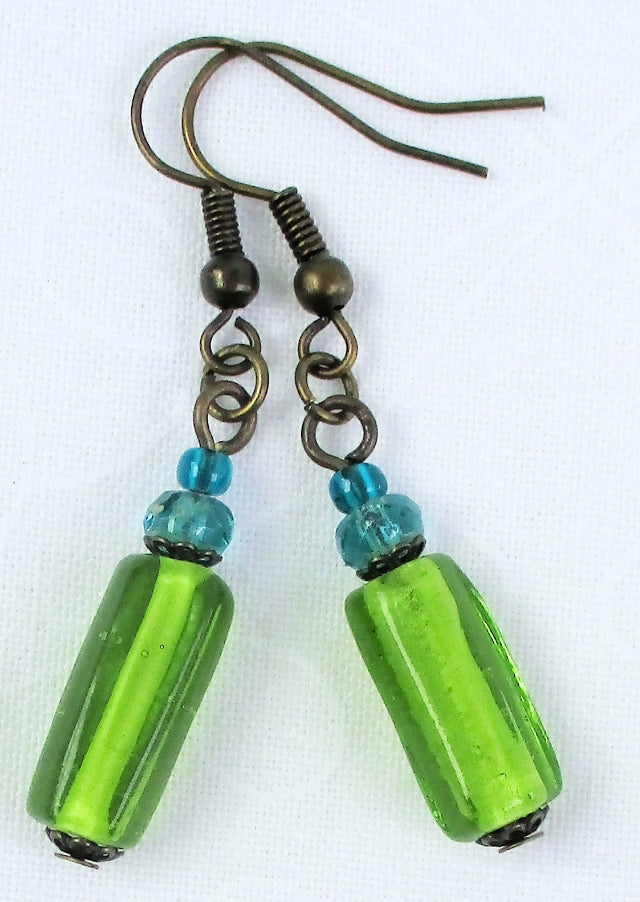 Lime Green Dangle Earrings - Juicybeads Jewelry