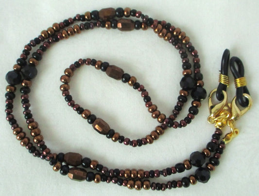 metallic brown beaded eyeglass chain - juicybeads jewelry