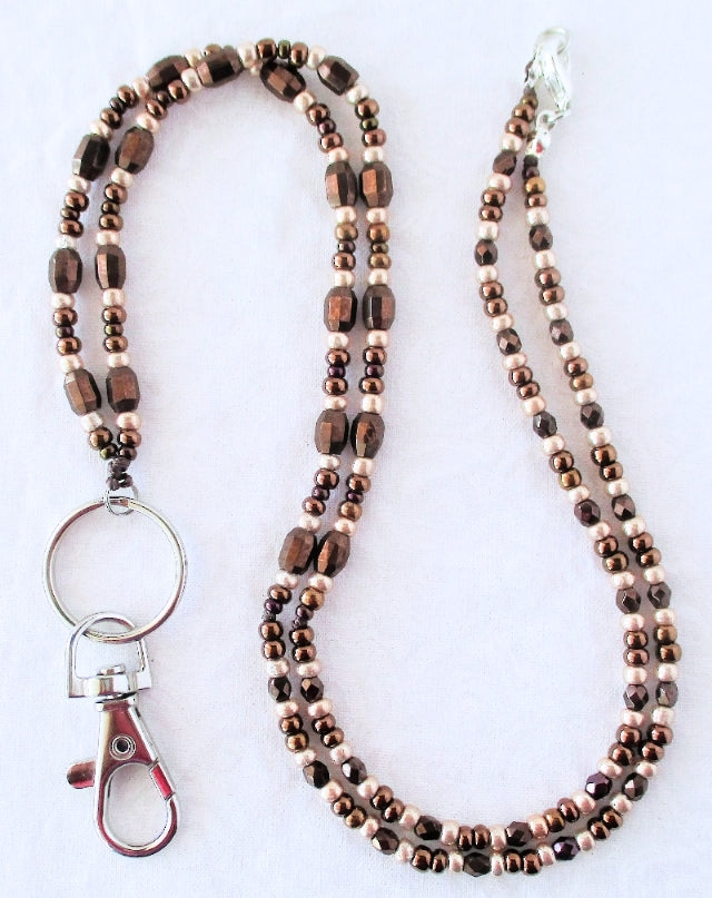 Metallic Brown Beaded Lanyard - Juicybeads Jewelry