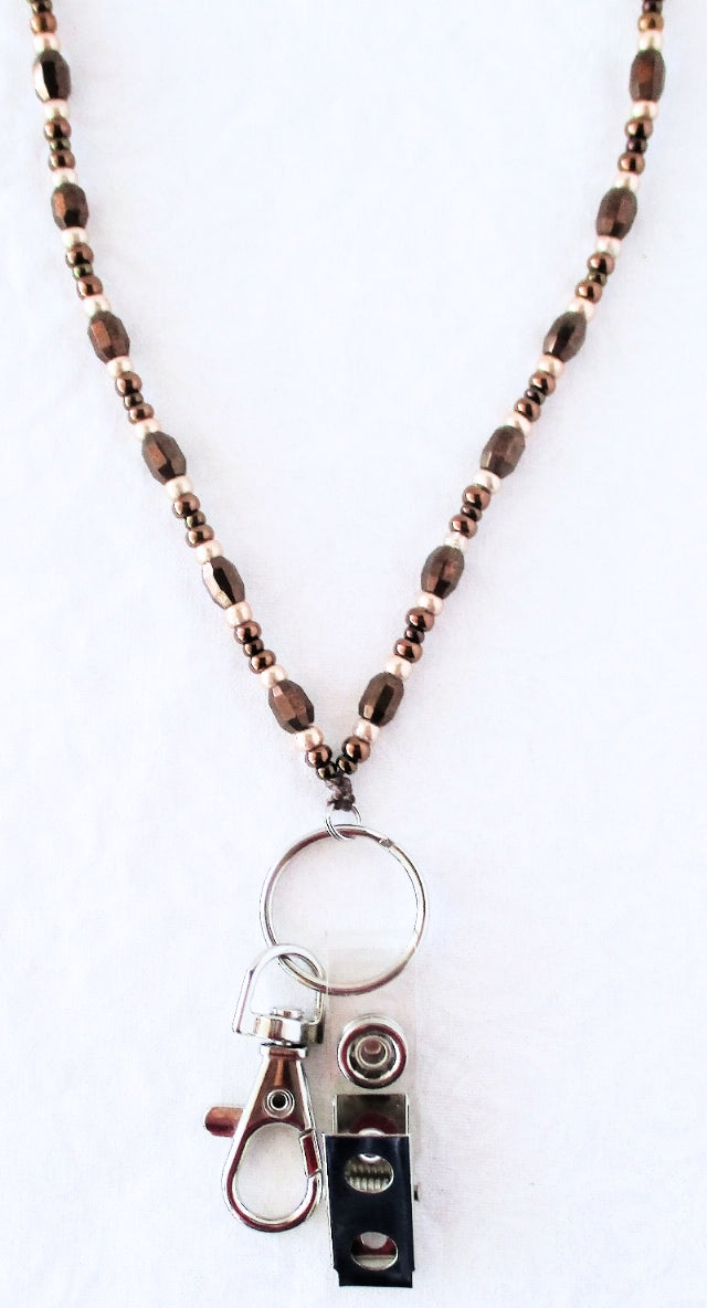 Metallic Brown Beaded Lanyard - Juicybeads Jewelry