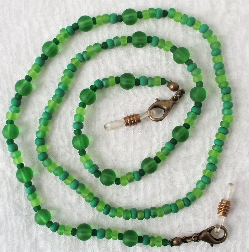 Mixed Green Beaded Eyeglass Chain - juicybeads jewelry