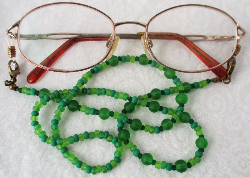Mixed Green Beaded Eyeglass Chain - juicybeads jewelry