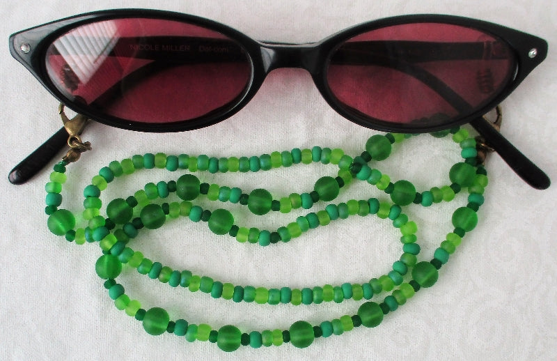 Mixed Green Beaded Eyeglass Chain - juicybeads jewelry