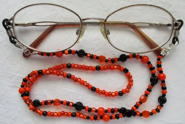 Mixed Orange Black Beaded Eyeglass Chain - Juicybeads Jewelry