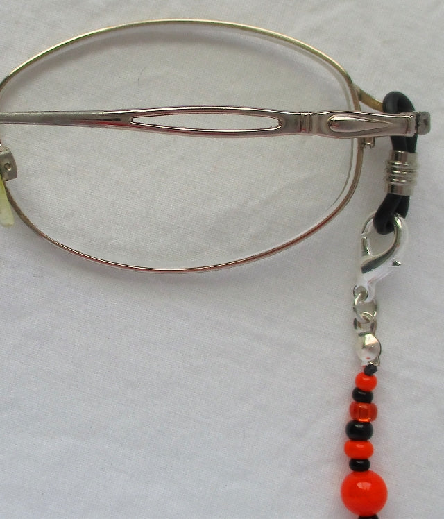 Mixed Orange Black Beaded Eyeglass Chain - Juicybeads Jewelry