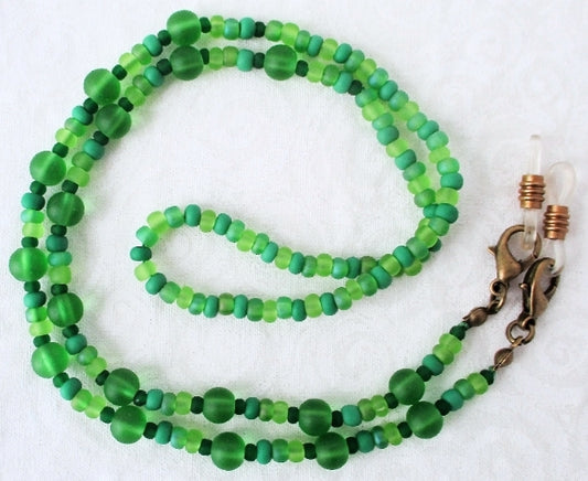 Mixed green beaded eyeglass chain - juicybeads jewelry