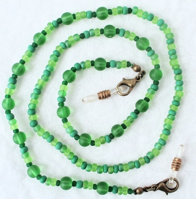 Mixed green beaded eyeglass chain - juicybeads jewelry