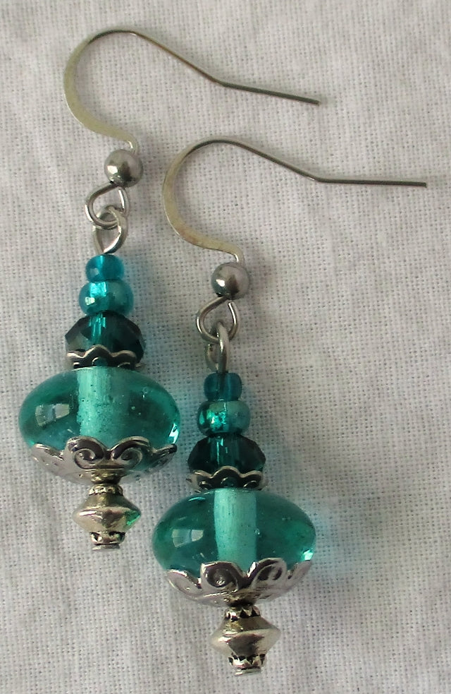 ocean green drop earrings juicybeads jewelry